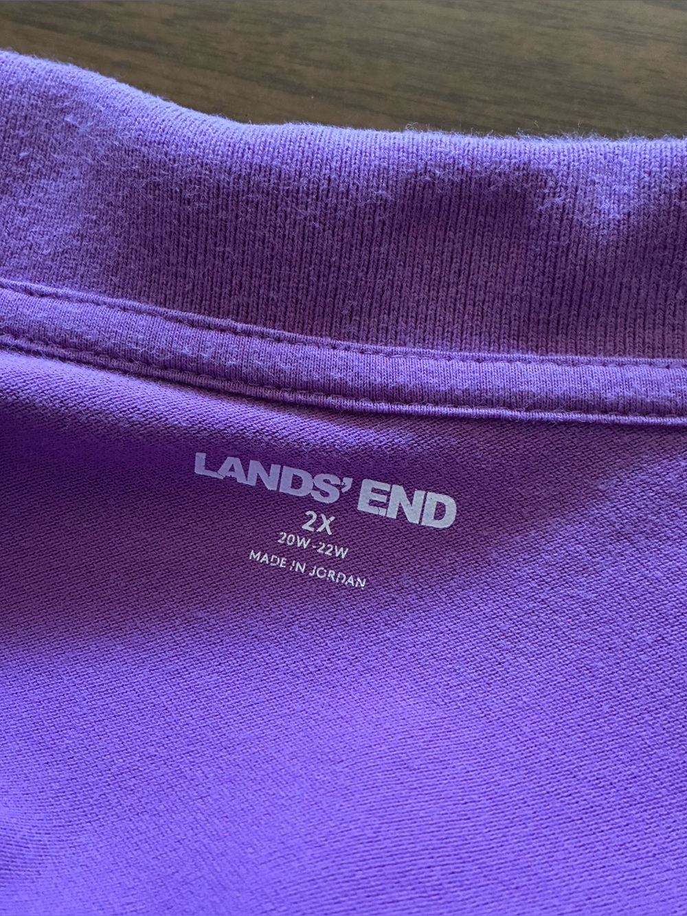 Lands' End Women's Polo Shirt 2X Lilac Short Sleeve Collared Cotton Blend Top - Picture 3 of 8